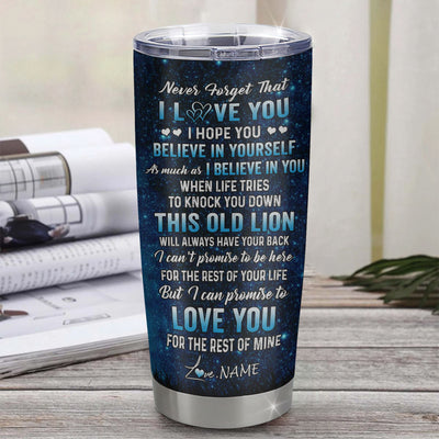 Personalized To My Daughter Tumbler From Dad Stainless Steel Cup This Old Lion Love You Daughter Birthday Graduation Christmas Custom Travel Mug | siriusteestore