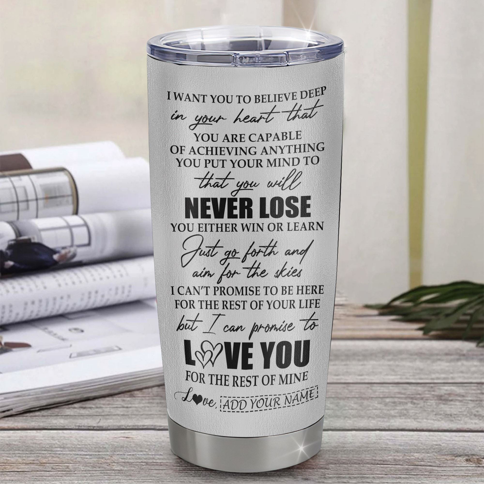 Personalized To My Daughter Tumbler From Mom Dad Mother You Will Never Lose White Tiger Daughter Birthday Gifts Graduation Christmas Custom Cup Travel Mug | siriusteestore