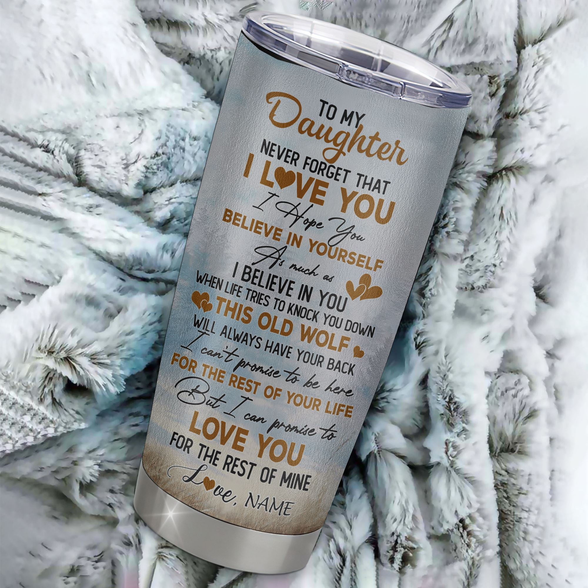 Personalized To My Daughter Tumbler From Mom Mother Dad Father Never Forget That I Love You Wolf Daughter Birthday Gifts Graduation Christmas Custom Travel Mug | siriusteestore