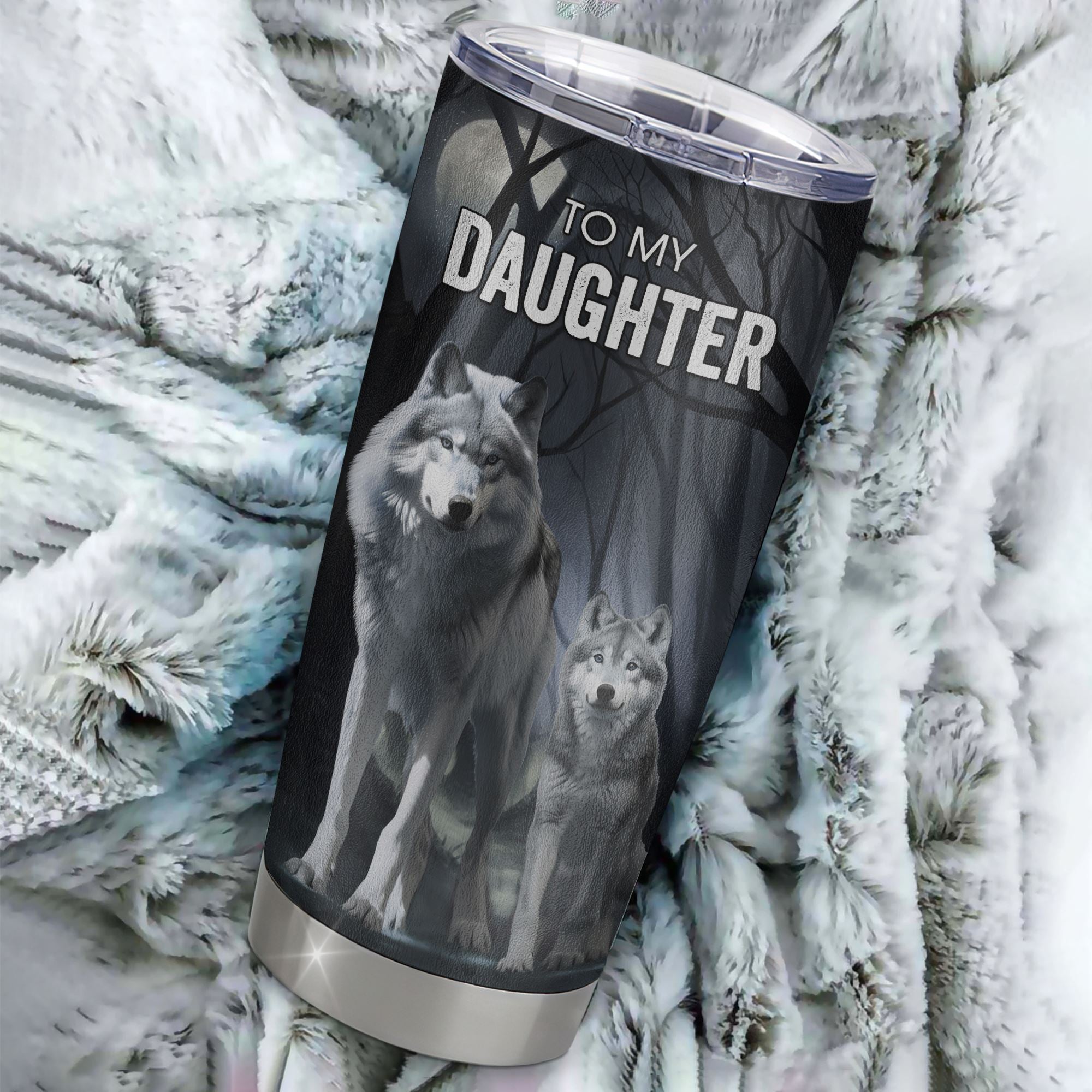 Personalized To My Daughter Tumbler From Mom Mother Dad Stainless Steel Cup Never Feel That You Are Alone Wolf Daughter Birthday Gifts Christmas Custom Travel Mug | siriusteestore