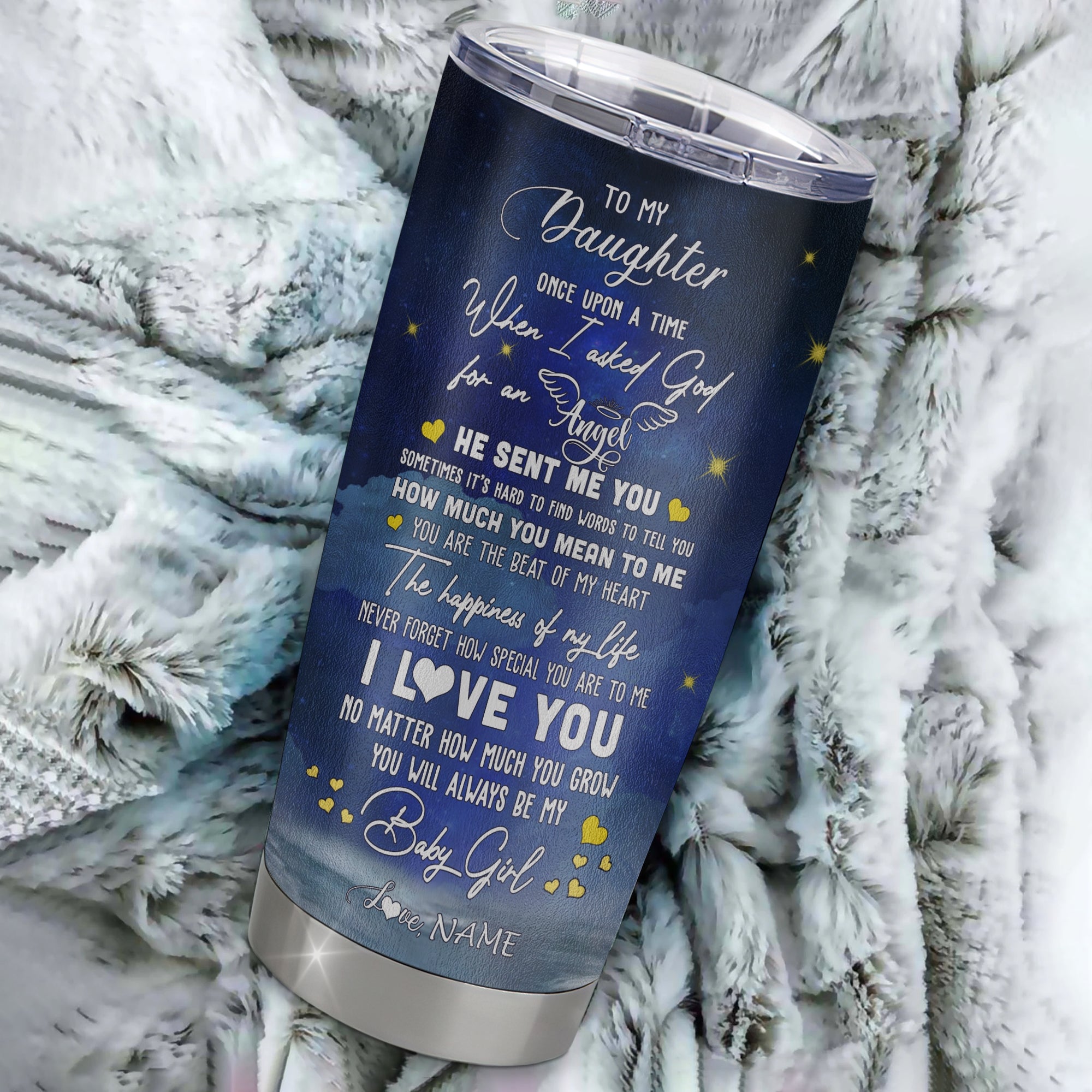 Personalized To My Daughter Tumbler From Mom Mother Dad Stainless Steel Cup Polar Bear Never Forget I Love You Daughter Birthday Christmas Travel Mug | siriusteestore