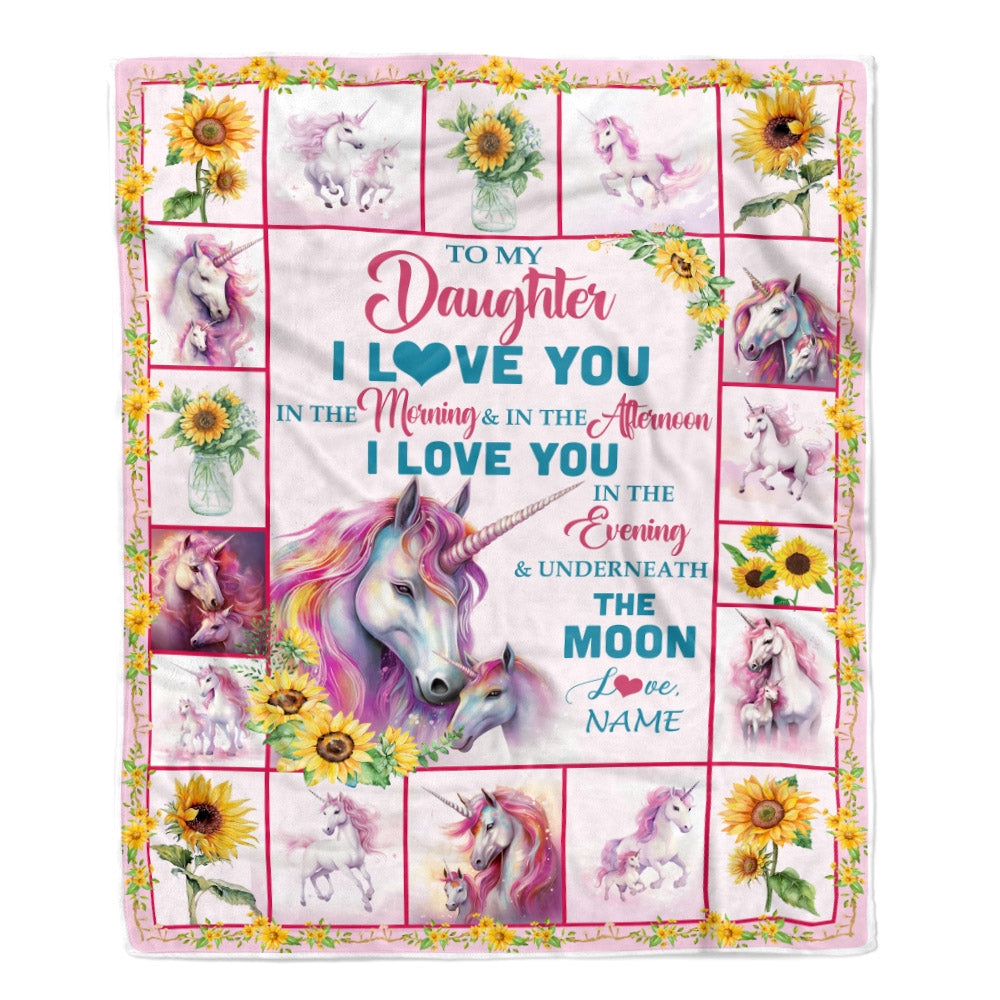 Personalized To My Daughter Unicorn Blanket From Mom Mother Dad Never Forget I Love You Daughter Birthday Christmas Customized Bed Fleece Blanket | siriusteestore