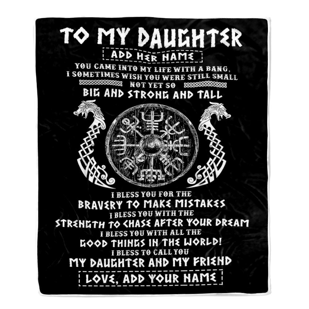 Personalized To My Daughter Viking Blanket From Dad My Daughter And My Friend Scandinavian Norse Daughter Birthday Gifts Christmas Customized Fleece Blanket | siriusteestore