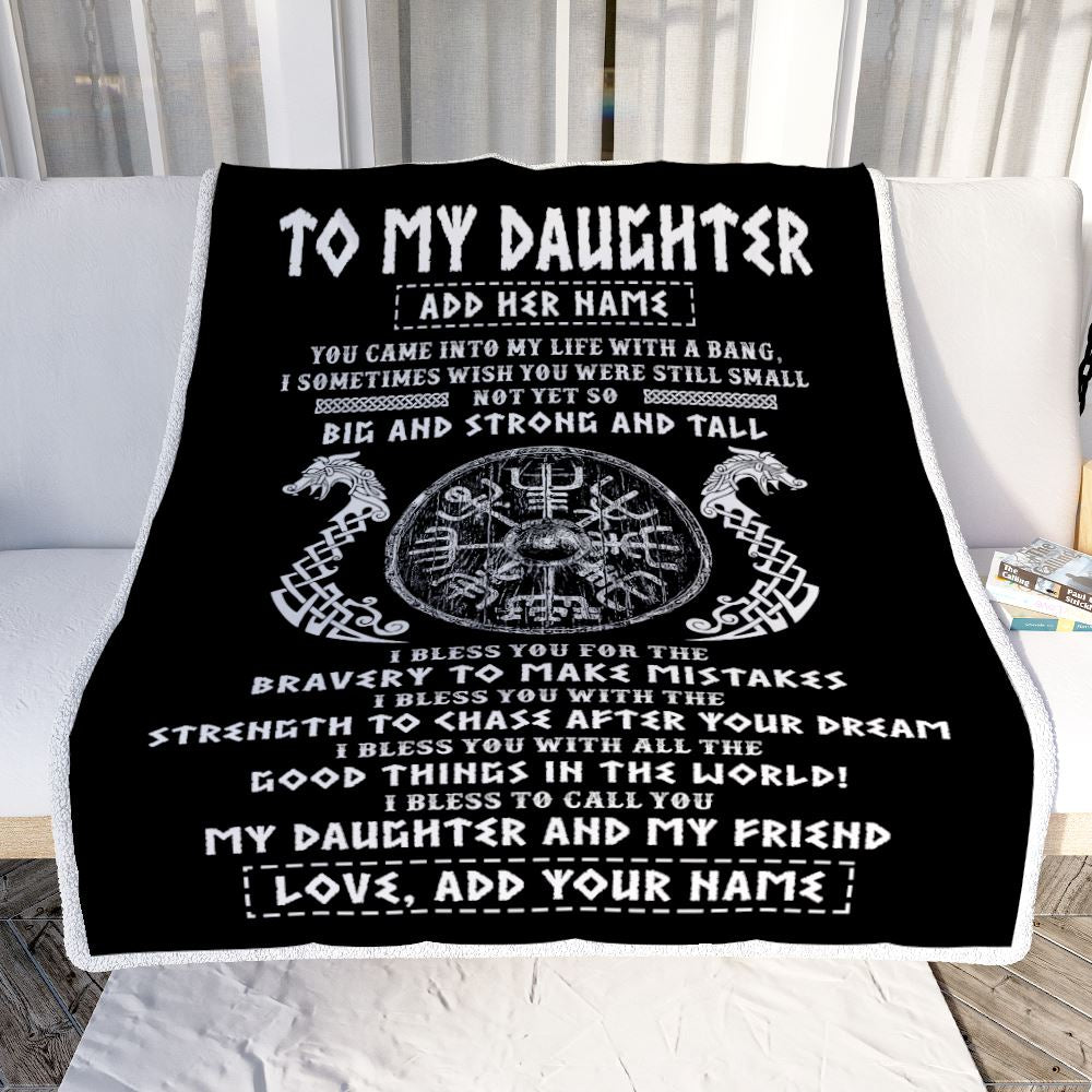 Personalized To My Daughter Viking Blanket From Dad My Daughter And My Friend Scandinavian Norse Daughter Birthday Gifts Christmas Customized Fleece Blanket | siriusteestore