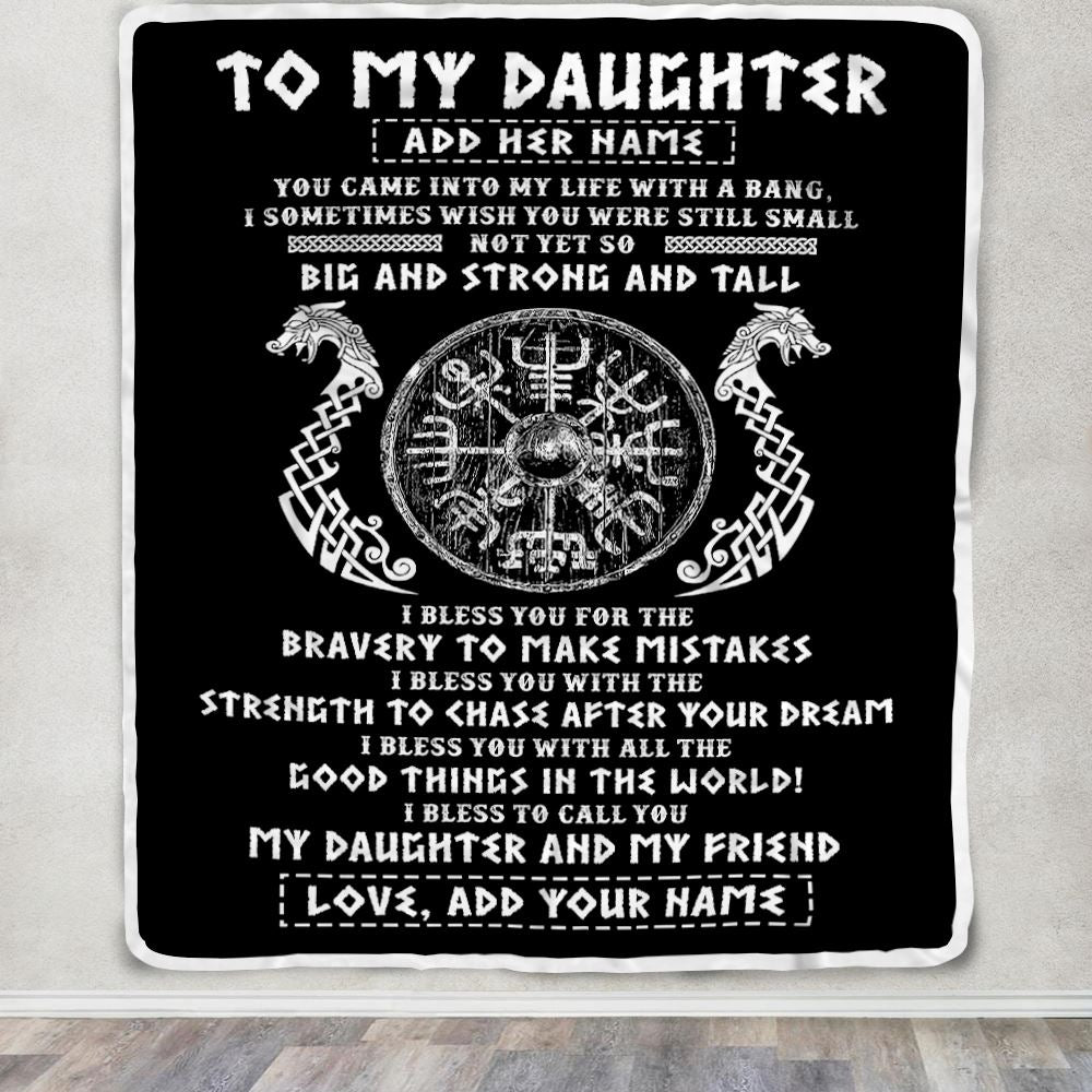 Personalized To My Daughter Viking Blanket From Dad My Daughter And My Friend Scandinavian Norse Daughter Birthday Gifts Christmas Customized Fleece Blanket | siriusteestore
