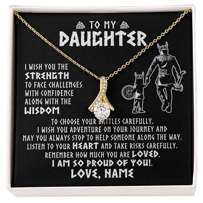 Alluring Beauty Necklace 18K Yellow Gold Finish | 1 | Personalized To My Daughter Viking Necklace From Dad Father I Am So Proud Of You Runes Viking Daughter Birthday Christmas Customized Gift Box Message Card | siriusteestore