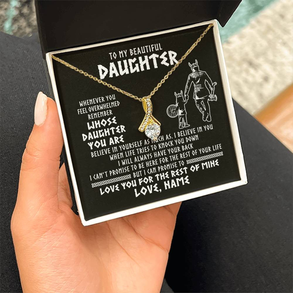 Alluring Beauty Necklace 18K Yellow Gold Finish | 2 | Personalized To My Daughter Viking Necklace Whenever You Feel Overwhelmed Daughter Birthday Christmas Jewelry Customized Gift Box Message Card | siriusteestore