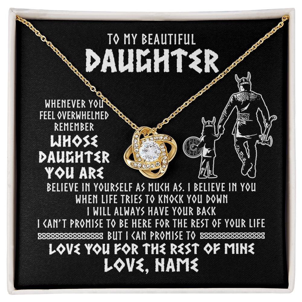 Love Knot Necklace 18K Yellow Gold Finish | 1 | Personalized To My Daughter Viking Necklace Whenever You Feel Overwhelmed Daughter Birthday Christmas Jewelry Customized Gift Box Message Card | siriusteestore