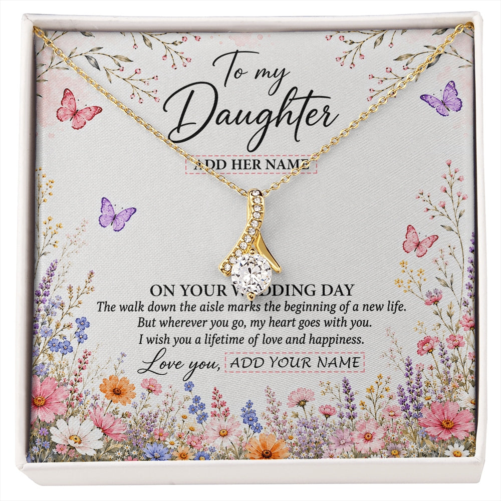 Alluring Beauty Necklace 18K Yellow Gold Finish | 1 | Personalized To My Daughter on Wedding Day Necklace From Mom Bridal Shower Gift for Bride from Mom Custom Name for Daughter Wedding Gift Box Message Card | https://siriusteestore.