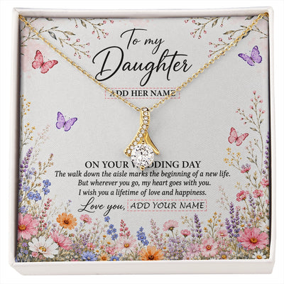 Alluring Beauty Necklace 18K Yellow Gold Finish | 1 | Personalized To My Daughter on Wedding Day Necklace From Mom Bridal Shower Gift for Bride from Mom Custom Name for Daughter Wedding Gift Box Message Card | https://siriusteestore.