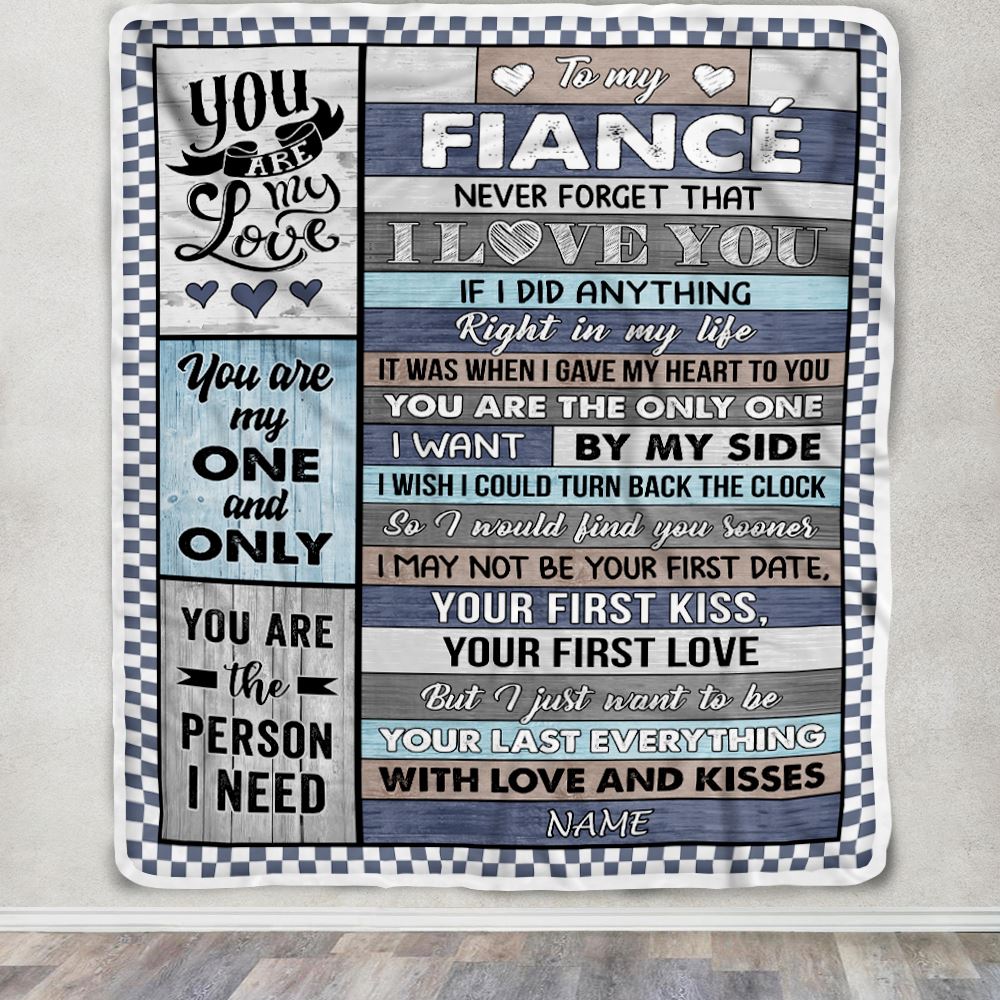 Personalized To My Fiancé Blanket From Fiancée Wood You Are My Love Him Birthday Romantic Anniversary Valentines Christmas Customized Gift Fleece Blanket | siriusteestore