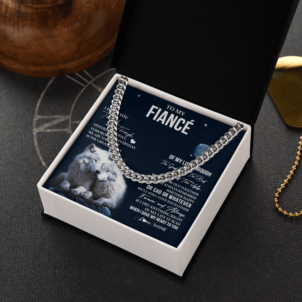 Cuban Link Chain Necklace Stainless Steel | 2 | Personalized To My Fiancé Canvas From Fiancée I Want You Wolf Fiancé Birthday Gifts For Him Anniversary Valentines Day Christmas Custom Wall Art Print Framed Canvas | siriusteestore