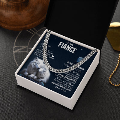 Cuban Link Chain Necklace Stainless Steel | 2 | Personalized To My Fiancé Necklace From Fiancée I Want You Wolf Fiancé Birthday For Him Anniversary Valentines Day Christmas Customized Gift Box Message Card | siriusteestore