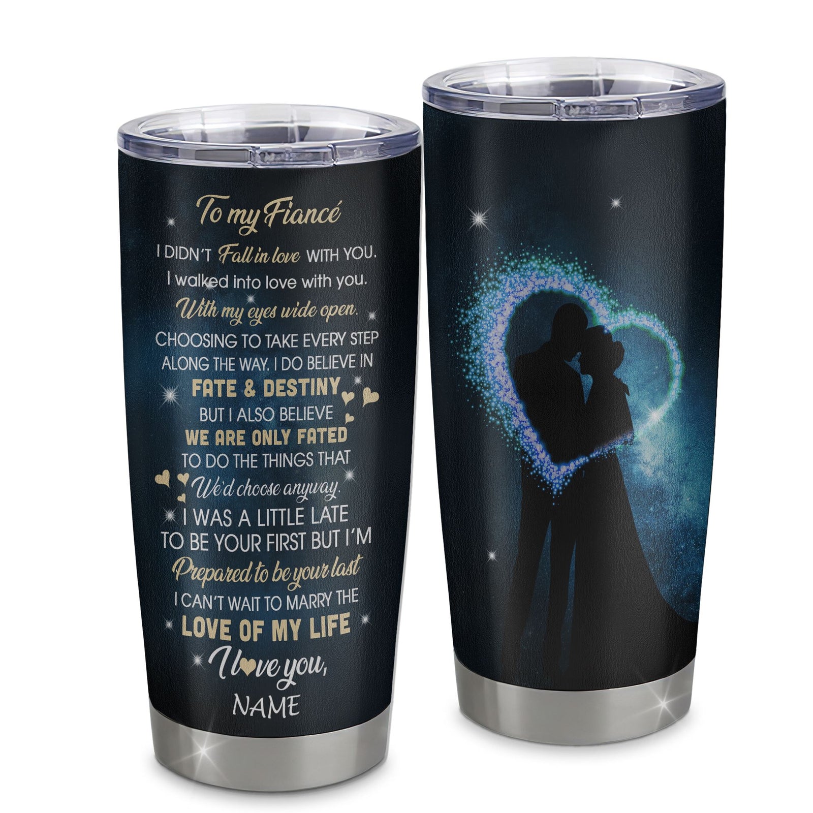 Personalized To My Fiance Tumbler Fall In Love With You Future Husband Fiance Birthday Anniversary Romantic Gift Valentines Day Christmas Custom Travel Mug | siriusteestore