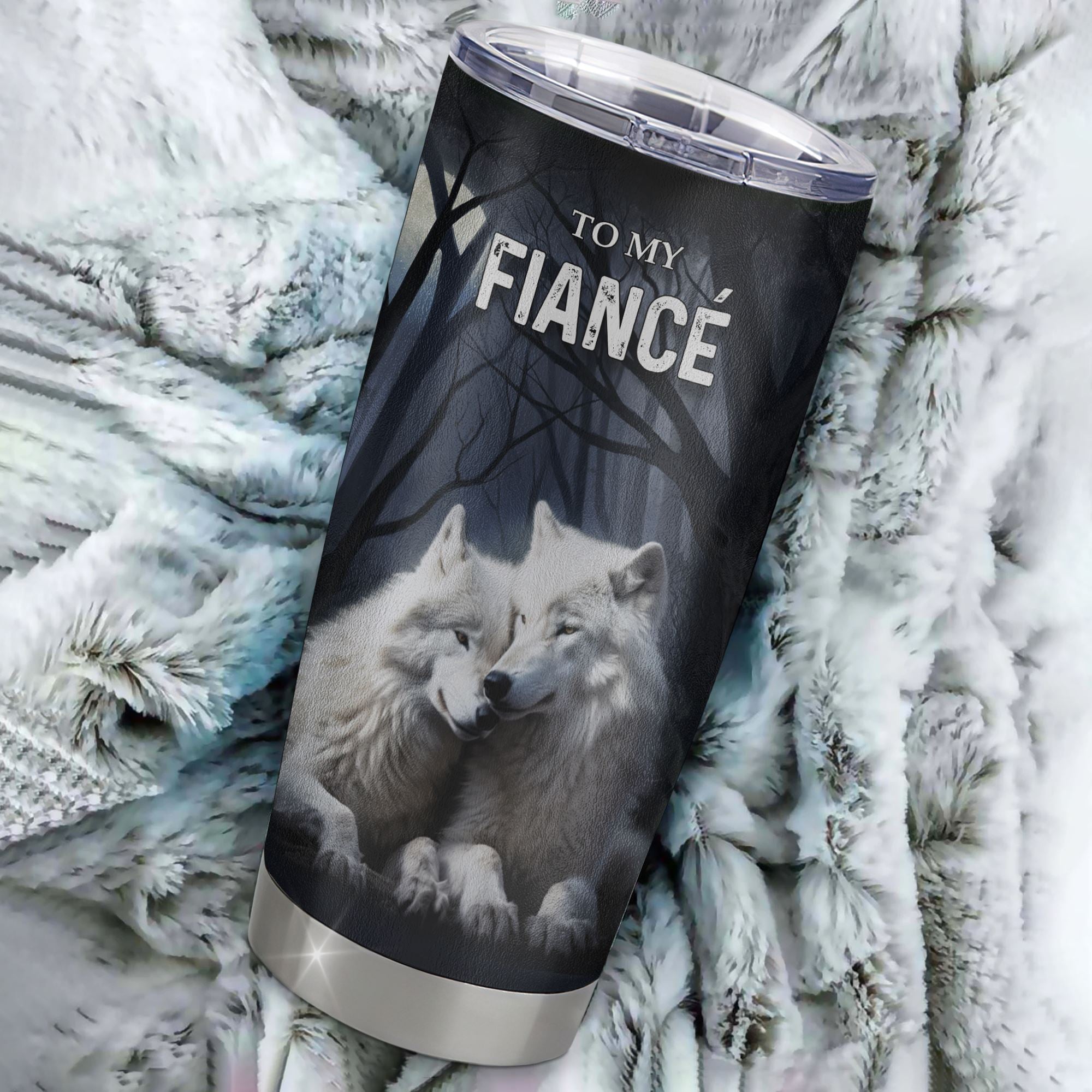 Personalized To My Fiancé Tumbler From Fiancée Stainless Steel Cup Wolf Never Forget That I Love You Fiancé Birthday Valentine Anniversary Day Christmas Travel Mug | siriusteestore