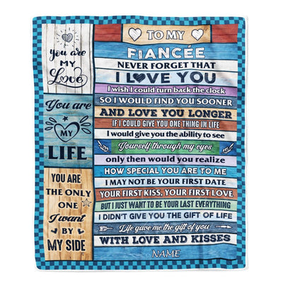 Personalized To My Fiancée Blanket From Fiancé Wood I Love You Fiancee Birthday Anniversary Romantic Valentines Day Christmas Customized Fleece Blanket | siriusteestore