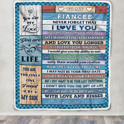 Personalized To My Fiancée Blanket From Fiancé Wood I Love You Fiancee Birthday Anniversary Romantic Valentines Day Christmas Customized Fleece Blanket | siriusteestore