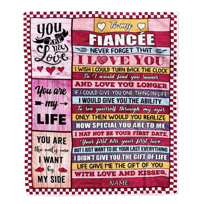 Personalized To My Fiancée Blanket From Fiancé Wood Never Forget I Love You Birthday Anniversary Valentines Day Christmas Customized Gift Fleece Blanket | siriusteestore