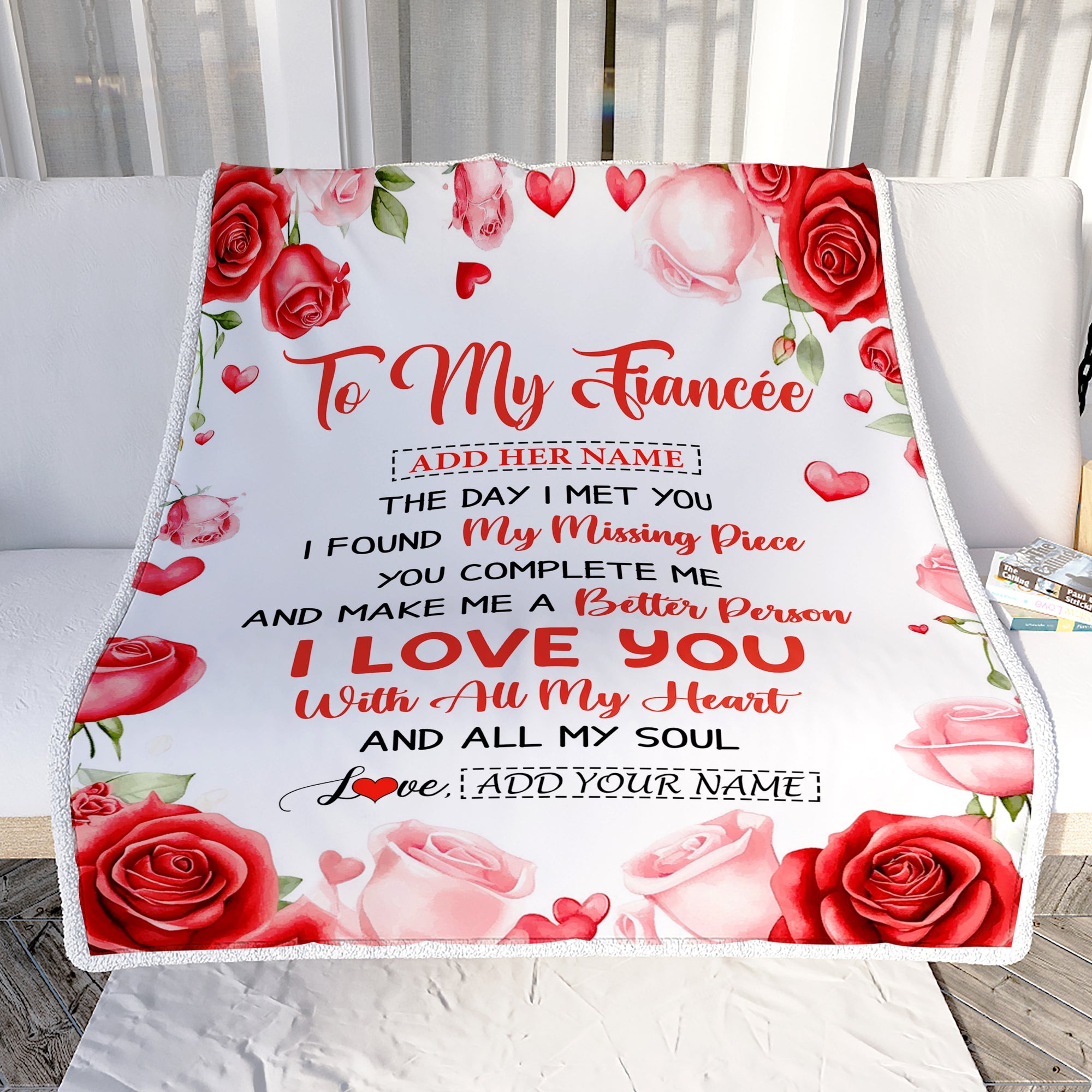 Personalized To My Fiancée Blanket The Day I Met You Gifts For Fiancée Anniversary Romantic For Women Valentines Birthday Gifts Christmas Fleece Blanket | siriusteestore