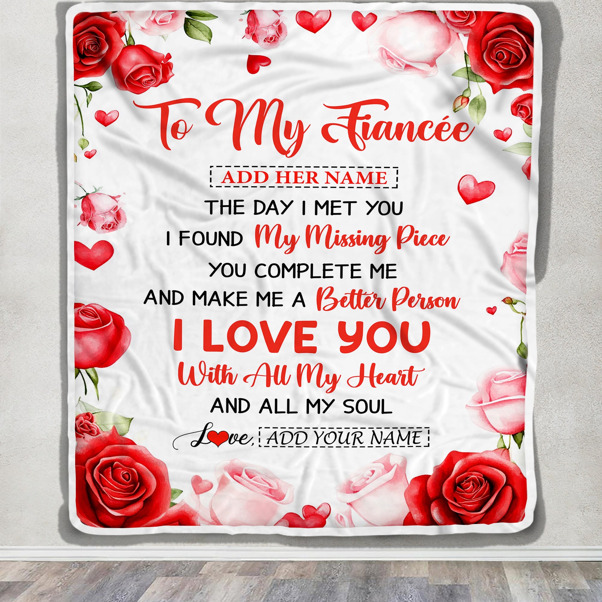 Personalized To My Fiancée Blanket The Day I Met You Gifts For Fiancée Anniversary Romantic For Women Valentines Birthday Gifts Christmas Fleece Blanket | siriusteestore