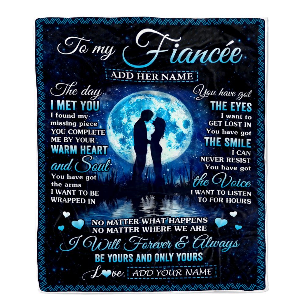 Personalized To My Fiancée Blanket Wood The Day I Met You Future Wife Birthday Gifts Romantic Valentines Day For Her Christmas Customized Fleece Blanket | siriusteestore