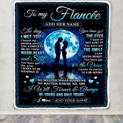 Personalized To My Fiancée Blanket Wood The Day I Met You Future Wife Birthday Gifts Romantic Valentines Day For Her Christmas Customized Fleece Blanket | siriusteestore