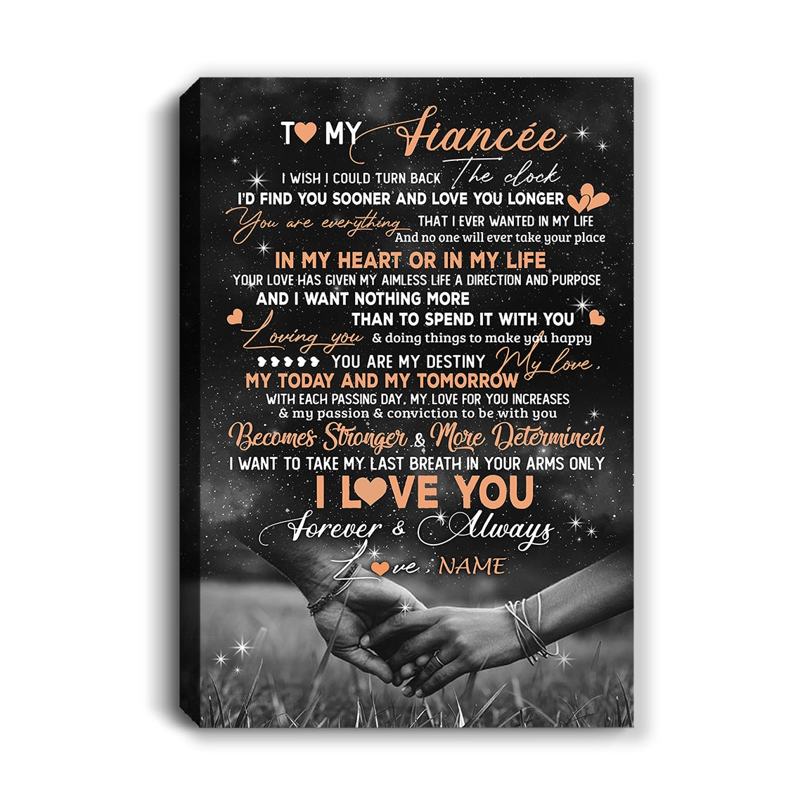 Personalized To My Fiancee Canvas From Fiance Love You Longer Fiancee Birthday Gift Anniversary Wedding Valentines Day Christmas Custom Wall Art Print Framed Canvas | siriusteestore
