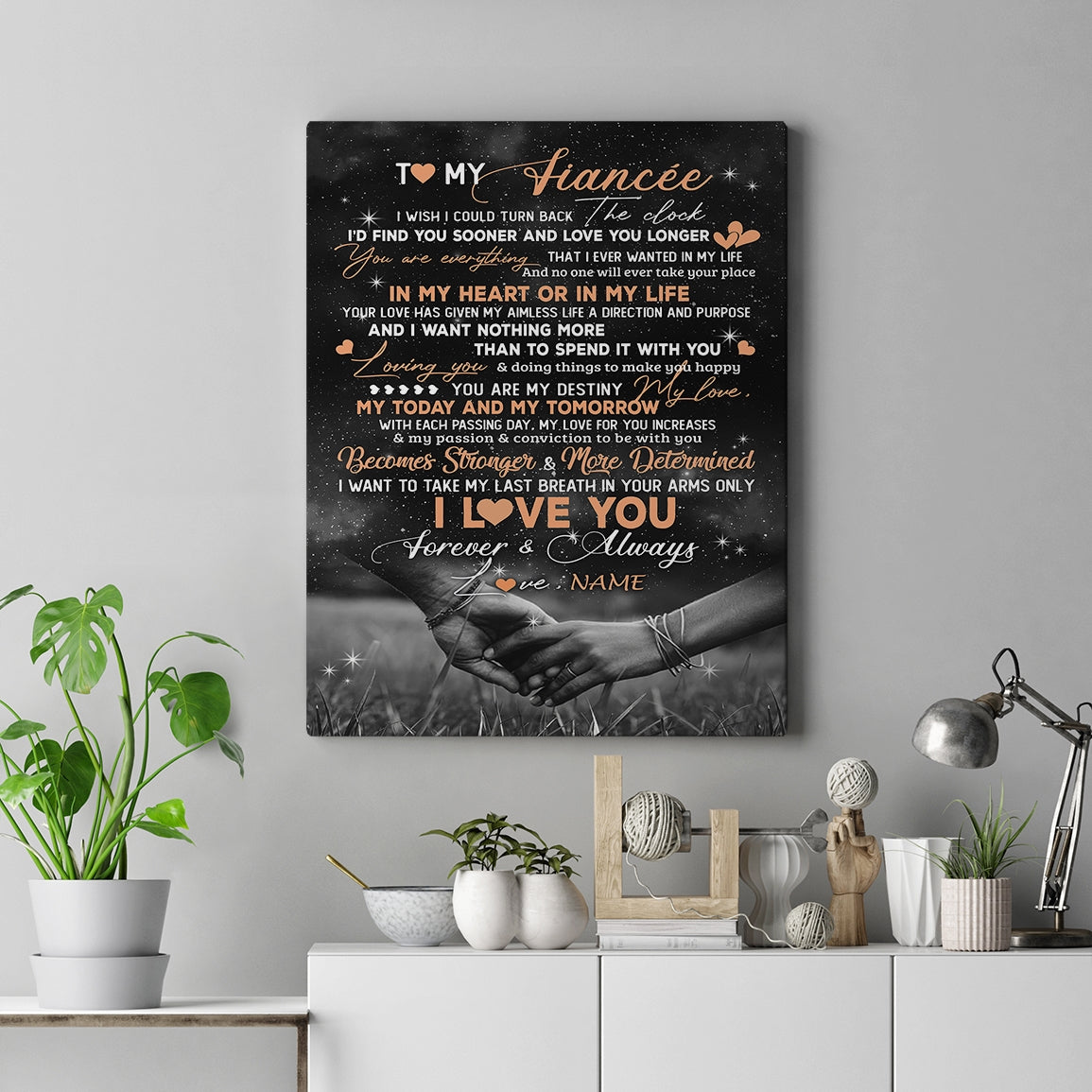 Personalized To My Fiancee Canvas From Fiance Love You Longer Fiancee Birthday Gift Anniversary Wedding Valentines Day Christmas Custom Wall Art Print Framed Canvas | siriusteestore