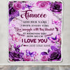 Personalized To My Fiancee Gifts Blanket From Fiance Purple Floral Birthday Gifts For Future Wife Romantic Valentines For Her Christmas Custom Fleece Blanket | siriusteestore