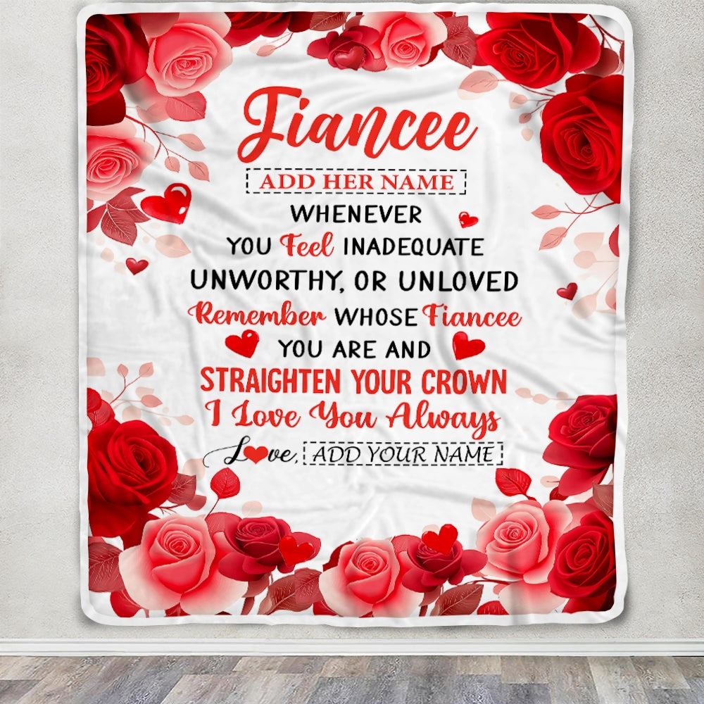 Personalized To My Fiancee Gifts From Fiance Blanket Rose Flower Anniversary Birthday Gifts Future Wife Romantic For Her Christmas Custom Fleece Blanket | siriusteestore