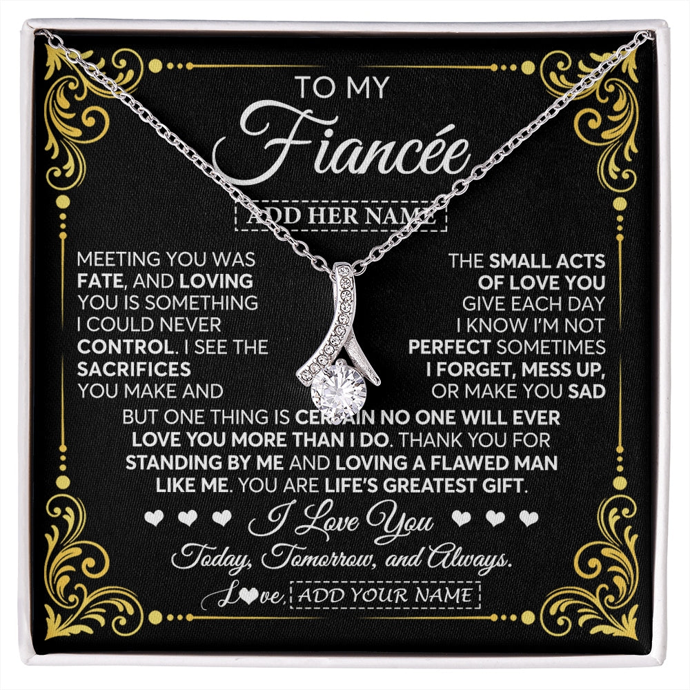 Alluring Beauty Necklace 14K White Gold Finish | 1 | Personalized To My Fiancée Gifts Necklace From Fiancé A Meaningful Romantic Jewelry Gift For Anniversary Birthday Christmas Custom Gift Box Message Card | https://siriusteestore.