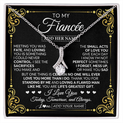 Alluring Beauty Necklace 14K White Gold Finish | 1 | Personalized To My Fiancée Gifts Necklace From Fiancé A Meaningful Romantic Jewelry Gift For Anniversary Birthday Christmas Custom Gift Box Message Card | https://siriusteestore.