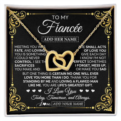 Interlocking Hearts Necklace 18K Yellow Gold Finish | 1 | Personalized To My Fiancée Gifts Necklace From Fiancé A Meaningful Romantic Jewelry Gift For Anniversary Birthday Christmas Custom Gift Box Message Card | https://siriusteestore.