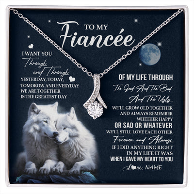Alluring Beauty Necklace 14K White Gold Finish | 1 | Personalized To My Fiancée Necklace From Fiancé I Want You Wolf Fiancee Birthday For Her Anniversary Valentines Day Christmas Customized Gift Box Message Card | siriusteestore