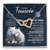 Interlocking Hearts Necklace Stainless Steel & Rose Gold Finish | 1 | Personalized To My Fiancée Necklace From Fiancé I Want You Wolf Fiancee Birthday For Her Anniversary Valentines Day Christmas Customized Gift Box Message Card | siriusteestore