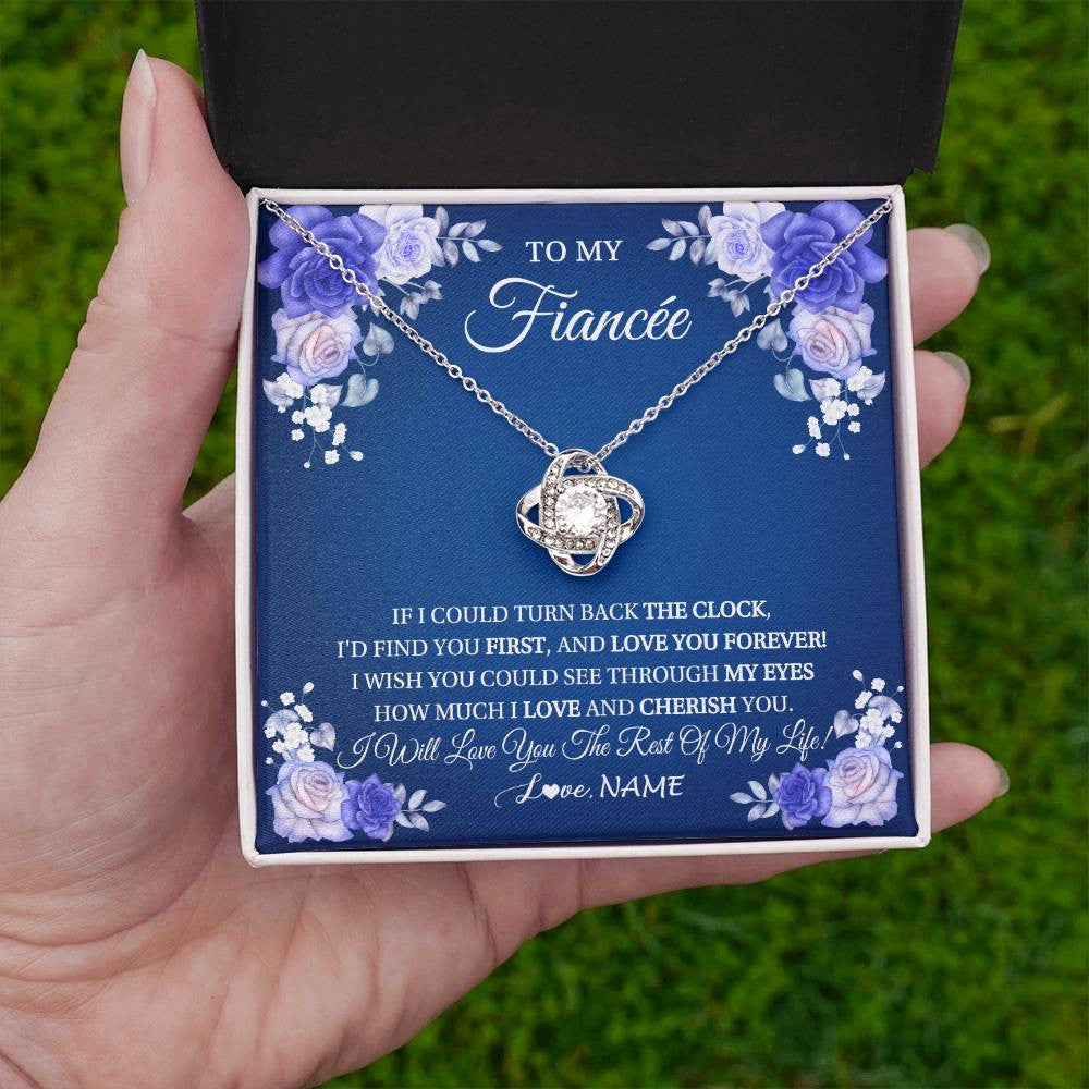 Love Knot Necklace 14K White Gold Finish | 2 | Personalized To My Fiancée Necklace From Fiance Love You Forever Future Wife Birthday Engagement Valentines Day Christmas Customized Gift Box Message Card | siriusteestore