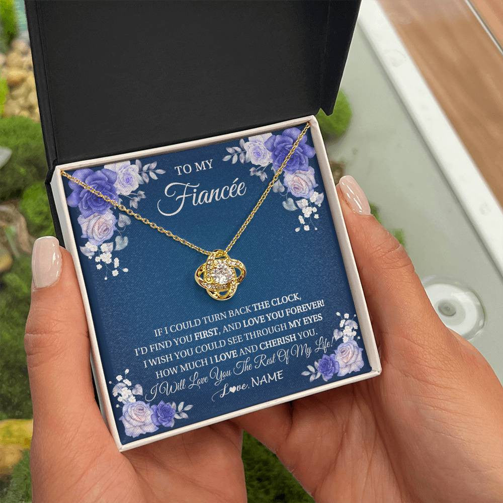 Love Knot Necklace 18K Yellow Gold Finish | 2 | Personalized To My Fiancée Necklace From Fiance Love You Forever Future Wife Birthday Engagement Valentines Day Christmas Customized Gift Box Message Card | siriusteestore