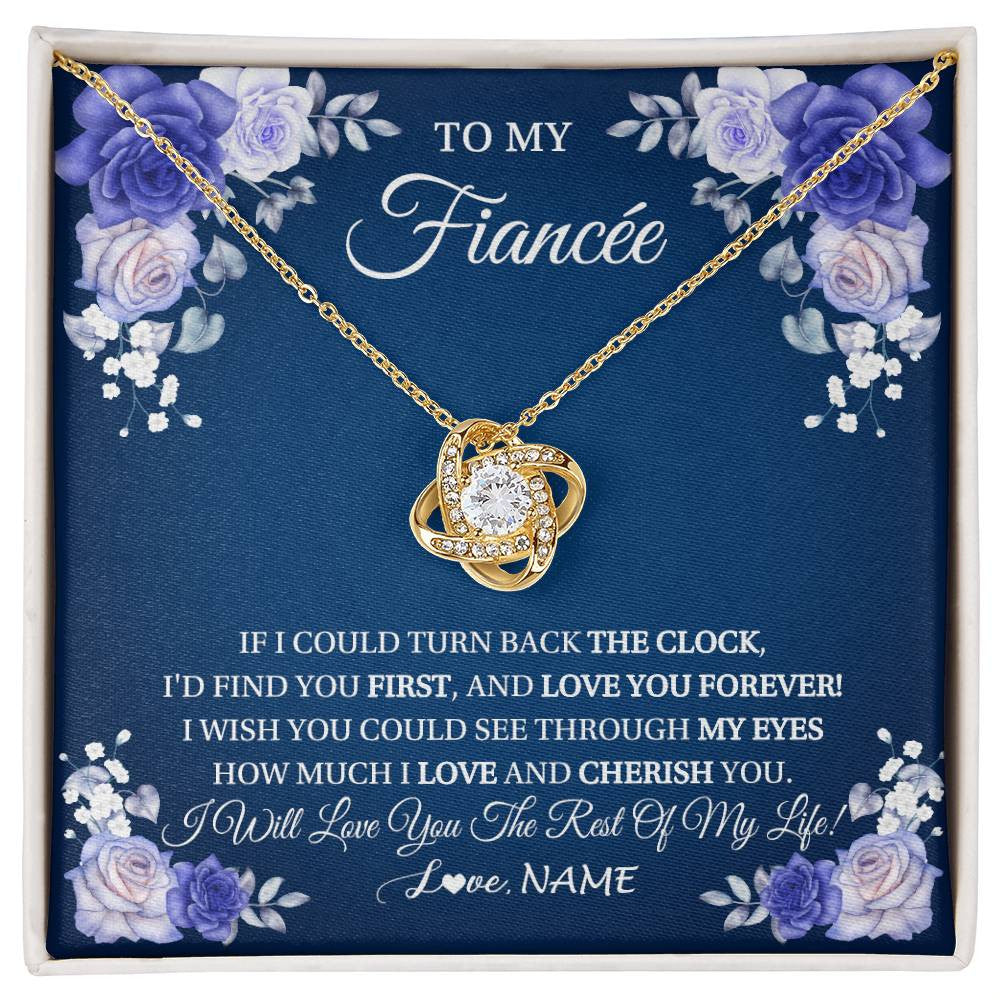 Love Knot Necklace 18K Yellow Gold Finish | 1 | Personalized To My Fiancée Necklace From Fiance Love You Forever Future Wife Birthday Engagement Valentines Day Christmas Customized Gift Box Message Card | siriusteestore