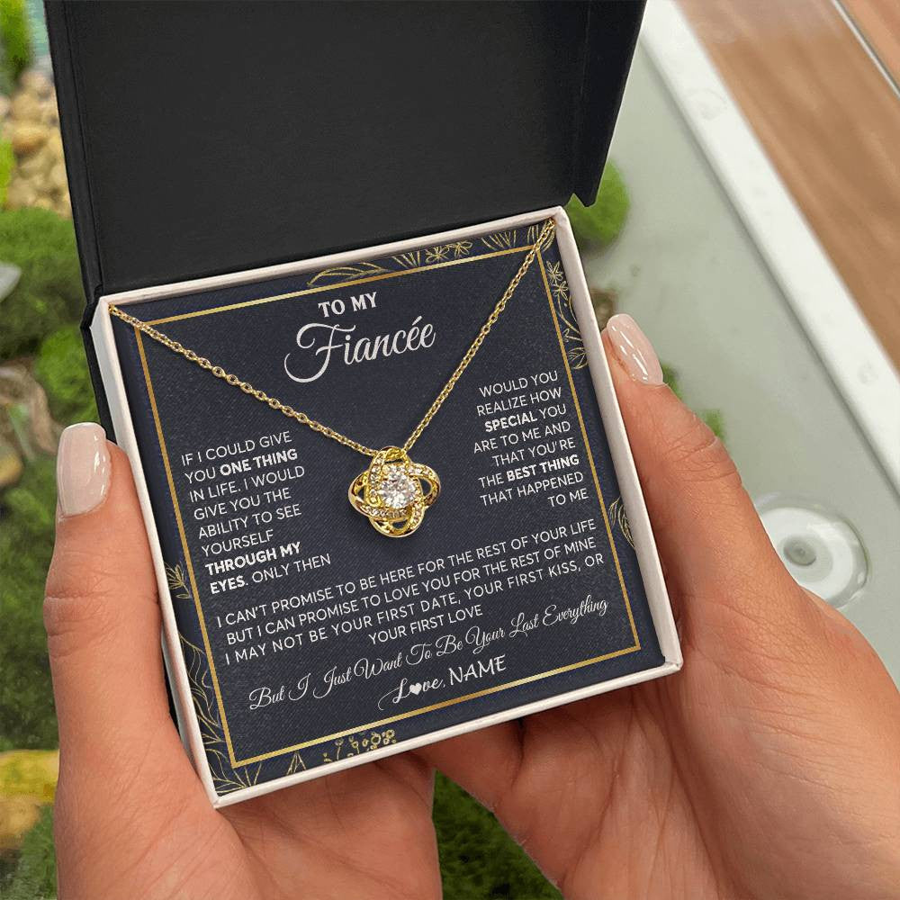 Love Knot Necklace 18K Yellow Gold Finish | 2 | Personalized To My Fiancee Necklace From Fiance Son You Are The Best Thing Fiancee Birthday Idea Anniversary Valentines Day Customized Gift Box Message Card | siriusteestore