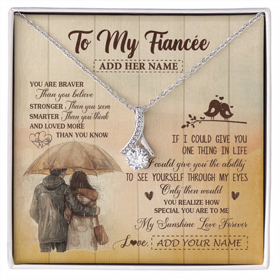 Alluring Beauty Necklace 14K White Gold Finish | 1 | Personalized To My Fiancée Necklace From Fiancé You Are Braver Fiancee Birthday Gifts Anniversary Romantic Valentines Christmas Custom Gift Box Message Card | https://siriusteestore.