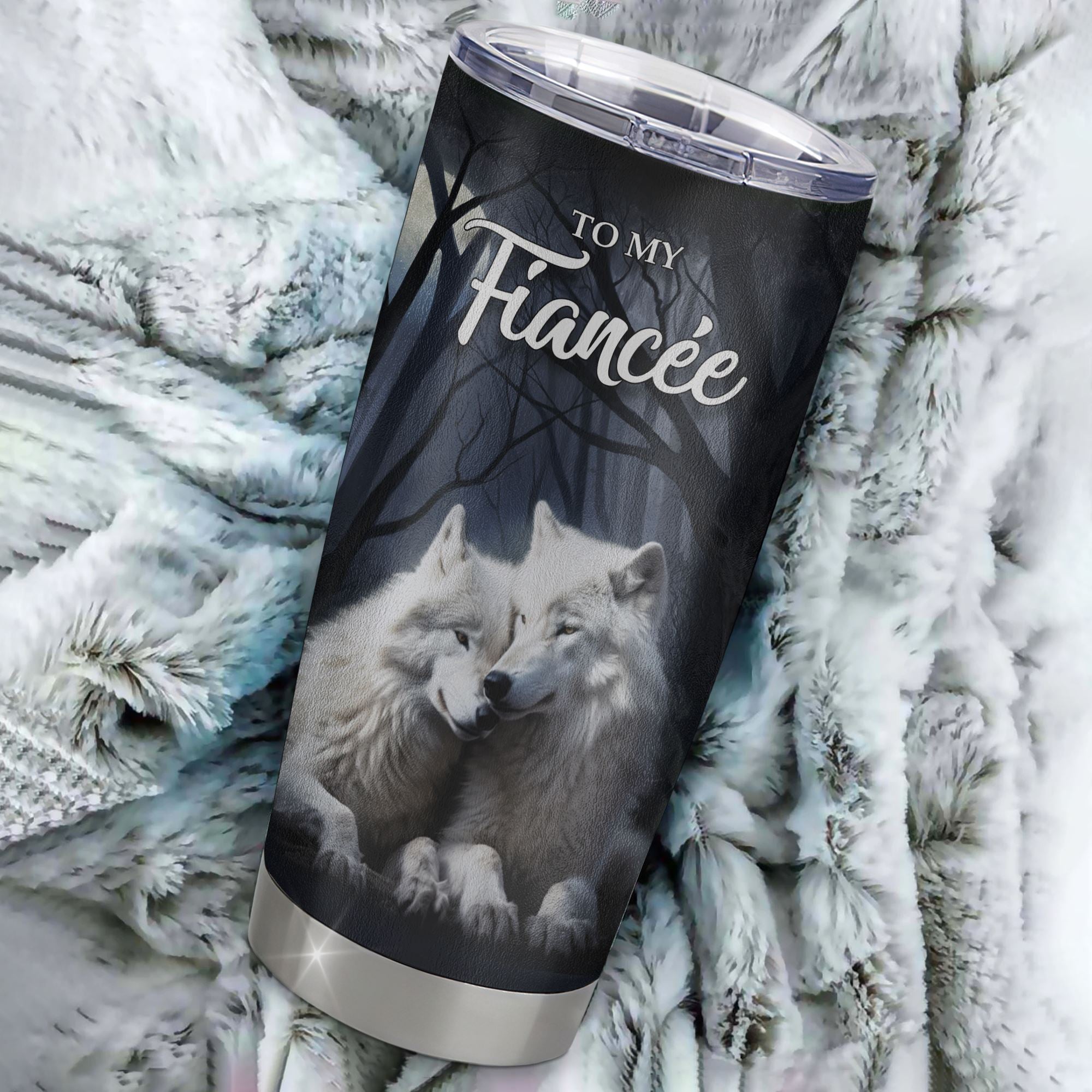 Personalized To My Fiancée Tumbler From Fiancé Stainless Steel Cup Wolf Never Forget That I Love You Fiancée Birthday Valentine Anniversary Day Christmas Travel Mug | siriusteestore