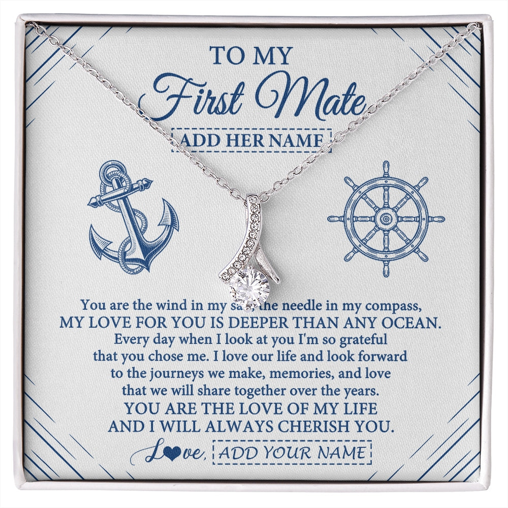 Alluring Beauty Necklace 14K White Gold Finish | 1 | Personalized To My First Mate Necklace From Husband Sailing Cruise Ships Wife Birthday Anniversary Wedding Valentines Christmas Custom Gift Box Message Card | https://siriusteestore.