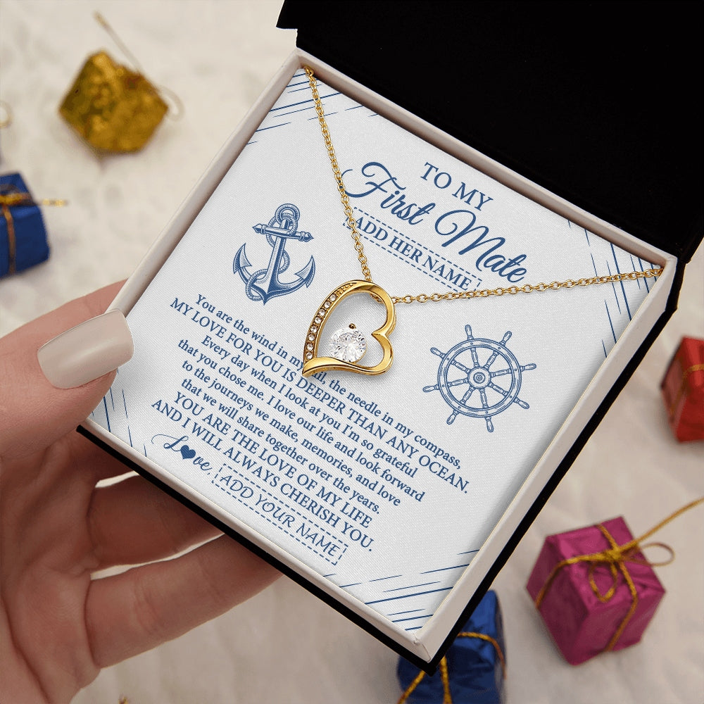 Forever Love Necklace 18K Yellow Gold Finish | 2 | Personalized To My First Mate Necklace From Husband Sailing Cruise Ships Wife Birthday Anniversary Wedding Valentines Christmas Custom Gift Box Message Card | https://siriusteestore.