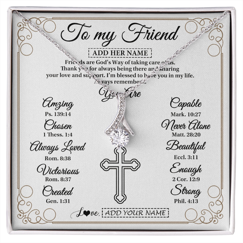 Alluring Beauty Necklace 14K White Gold Finish | 1 | Personalized To My Friend Gifts Necklace From Besties Always Remember You Are Friend Birthday Gifts Christmas Friendship Christian Custom Gift Box Message Card | https://siriusteestore.