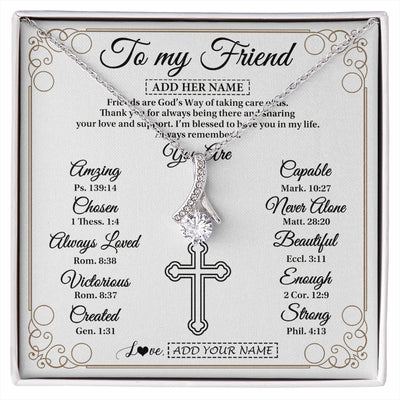 Alluring Beauty Necklace 14K White Gold Finish | 1 | Personalized To My Friend Gifts Necklace From Besties Always Remember You Are Friend Birthday Gifts Christmas Friendship Christian Custom Gift Box Message Card | https://siriusteestore.