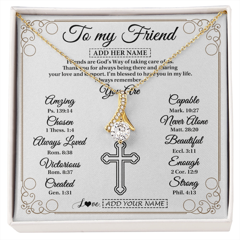 Alluring Beauty Necklace 18K Yellow Gold Finish | 1 | Personalized To My Friend Gifts Necklace From Besties Always Remember You Are Friend Birthday Gifts Christmas Friendship Christian Custom Gift Box Message Card | https://siriusteestore.