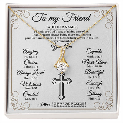 Alluring Beauty Necklace 18K Yellow Gold Finish | 1 | Personalized To My Friend Gifts Necklace From Besties Always Remember You Are Friend Birthday Gifts Christmas Friendship Christian Custom Gift Box Message Card | https://siriusteestore.
