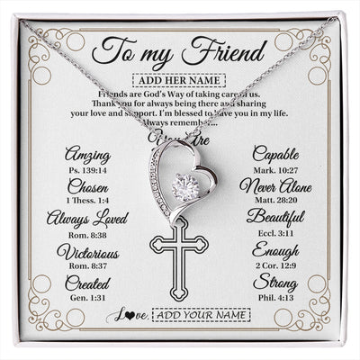 Forever Love Necklace 14K White Gold Finish | 1 | Personalized To My Friend Gifts Necklace From Besties Always Remember You Are Friend Birthday Gifts Christmas Friendship Christian Custom Gift Box Message Card | https://siriusteestore.