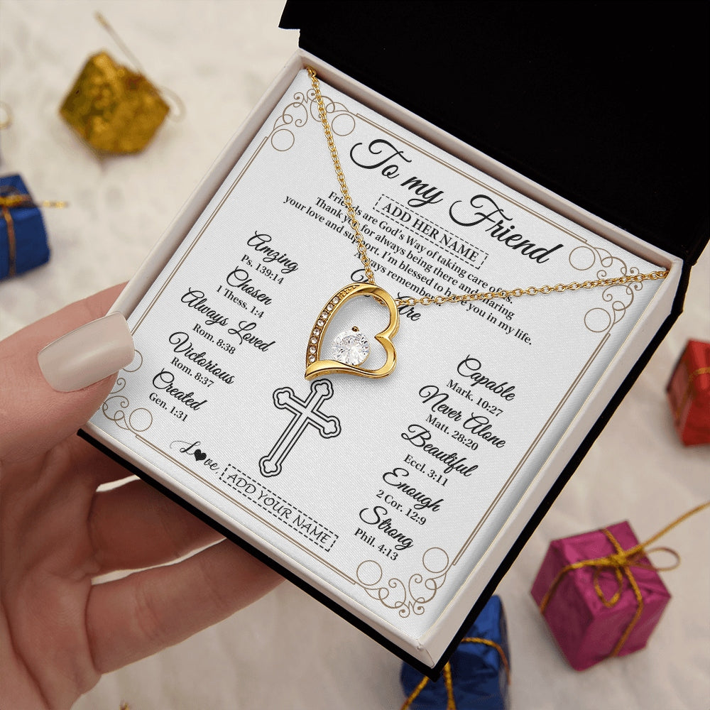 Forever Love Necklace 18K Yellow Gold Finish | 2 | Personalized To My Friend Gifts Necklace From Besties Always Remember You Are Friend Birthday Gifts Christmas Friendship Christian Custom Gift Box Message Card | https://siriusteestore.