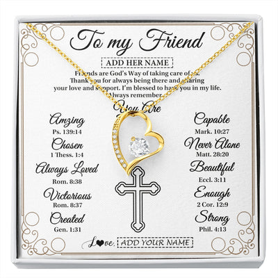 Forever Love Necklace 18K Yellow Gold Finish | 1 | Personalized To My Friend Gifts Necklace From Besties Always Remember You Are Friend Birthday Gifts Christmas Friendship Christian Custom Gift Box Message Card | https://siriusteestore.